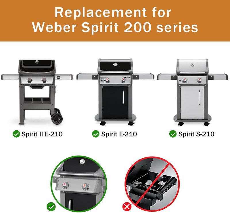 Rushare Store 7637 Grill Grates Replacement Parts for Weber Spirit I & Spirit II 200 Series (Front-Mounted Control), Weber Spirit 2 Grill Parts, Cast Iron GS4 Grill Parts, 17.5 x 10.2 Inch, 2-Pack - Image 3